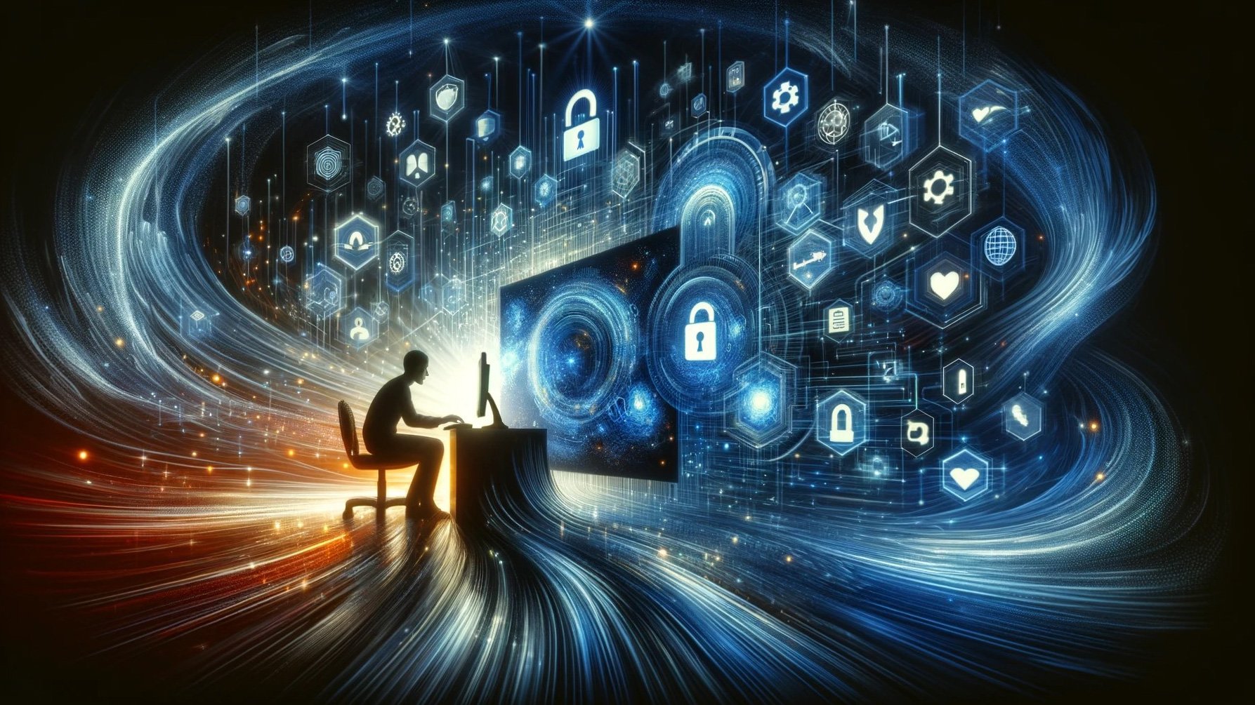 semi-abstract image representing a person researching and choosing the best cybersecurity solution