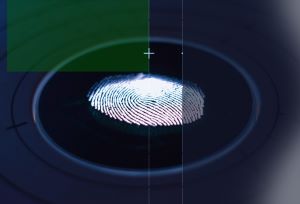 radar with biometric thumbprint in middle